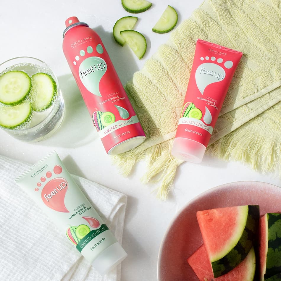 Coleção Refrescante com Melancia e Pepino Feet Up da Oriflame